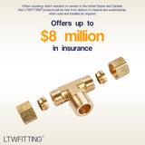 LTWFITTING Brass 3/8-Inch OD x 3/8-Inch OD x 3/8-Inch Male NPT Compression Branch Tee Fitting(Pack of 5)