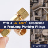 LTWFITTING Brass 3/8-Inch OD x 3/8-Inch OD x 3/8-Inch Male NPT Compression Branch Tee Fitting(Pack of 20)