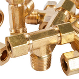 LTWFITTING Brass 3/8-Inch OD x 3/8-Inch OD x 3/8-Inch Male NPT Compression Branch Tee Fitting(Pack of 150)