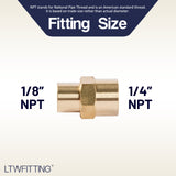 LTWFITTING Brass Pipe Fitting 1/4-Inch x 1/8-Inch Female NPT Reducing Coupling Water Boat(Pack of 300)