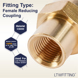 LTWFITTING Brass Pipe Fitting 1/4-Inch x 1/8-Inch Female NPT Reducing Coupling Water Boat(Pack of 5)