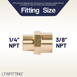 LTWFITTING Brass Pipe Fitting 3/8-Inch x 1/4-Inch Female NPT Reducing Coupling Water Boat(Pack of 20)