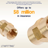 LTWFITTING Brass Pipe Fitting Coupling Coupler 1/8 x 1/8 Inch Female NPT FNPT FPT Pipe Water Boat(Pack of 500)