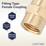 LTWFITTING Brass Pipe Fitting Coupling Coupler 1/4 x 1/4 Inch Female NPT FNPT FPT Pipe Water Boat(Pack of 500)