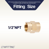 LTWFITTING Brass Pipe Fitting Coupling Coupler 1/2 x 1/2 Inch Female NPT FNPT FPT Pipe Water Boat(Pack of 30)