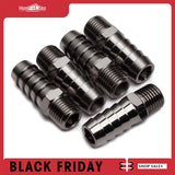 LTWFITTING Black Nickel Plating Brass Fitting Connector 1/2-Inch Hose Barb x 1/4-Inch NPT Male (Pack of 5)