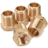 LTWFITTING Brass Hex Pipe Bushing Reducer Fittings 1/4" Male BSPT x 1/8" Female BSPP (Pack of 5)