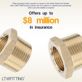 LTWFITTING Lead Free Brass Hex Pipe Bushing Reducer Fittings 1 Inch Male x 3/4 Inch Female NPT (Pack of 5)