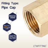 LTWFITTING Lead Free Brass Pipe Cap Fittings 3/8 Inch Female NPT Air Fuel Water (Pack of 25)