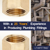 LTWFITTING Lead Free Brass Pipe Cap Fittings 3/8 Inch Female NPT Air Fuel Water (Pack of 25)