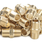 LTWFITTING Lead Free Brass Pipe Hex Nipple Fitting 1/4 Inch Male NPT Air Fuel Water(Pack of 600)