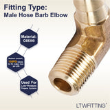 LTWFITTING Lead Free 90 Deg Elbow Brass Barb Fitting 5/16 Inch Hose Barb x 1/8 Inch Male NPT Thread Fuel Boat Water (Pack of 25)
