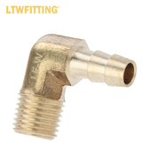 LTWFITTING Assortment Kit Hose ID (1/4-Inch to 1/2-Inch) x (1/8-Inch to 3/8-Inch) NPT Male LF Brass Hose Barb Elbow Set (Pack of 25)