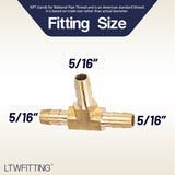 LTWFITTING Lead Free Brass Barb Tee Fitting 5/16 Inch ID Hose for Water Fuel Boat (Pack of 300)