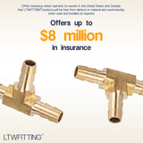 LTWFITTING Lead Free Brass Barb Tee Fitting 5/16 Inch ID Hose for Water Fuel Boat (Pack of 5)