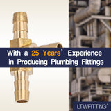 LTWFITTING Lead Free Brass Barb Tee Fitting 5/16 Inch ID Hose for Water Fuel Boat (Pack of 300)