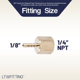 LTWFITTING Lead Free Brass Fitting Coupler/Adapter 1/8 Inch Hose Barb x 1/4 Inch Female NPT Fuel Gas Water (Pack of 700)