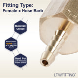 LTWFITTING Lead Free Brass Fitting Coupler/Adapter 1/8 Inch Hose Barb x 1/4 Inch Female NPT Fuel Gas Water (Pack of 700)