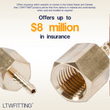 LTWFITTING Lead Free Brass Fitting Coupler/Adapter 1/8 Inch Hose Barb x 1/4 Inch Female NPT Fuel Gas Water (Pack of 25)