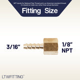 LTWFITTING Lead Free Brass Fitting Coupler/Adapter 3/16 Inch Hose Barb x 1/8 Inch Female NPT Fuel Gas Water (Pack of 900)
