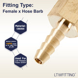 LTWFITTING Lead Free Brass Fitting Coupler/Adapter 3/16 Inch Hose Barb x 1/8 Inch Female NPT Fuel Gas Water (Pack of 5)
