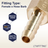 LTWFITTING Lead Free Brass Fitting Coupler/Adapter 1/4 Inch Hose Barb x 1/8 Inch Female NPT Fuel Gas Water (Pack of 25)