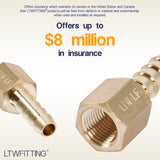 LTWFITTING Lead Free Brass Fitting Coupler/Adapter 1/4 Inch Hose Barb x 1/8 Inch Female NPT Fuel Gas Water (Pack of 5)