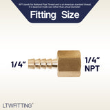 LTWFITTING Lead Free Brass Fitting Coupler/Adapter 1/4 Inch Hose Barb x 1/4 Inch Female NPT Fuel Gas Water (Pack of 500)