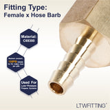 LTWFITTING Lead Free Brass Fitting Coupler/Adapter 1/4 Inch Hose Barb x 3/8 Inch Female NPT Fuel Gas Water (Pack of 25)