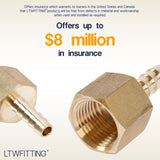 LTWFITTING Lead Free Brass Fitting Coupler/Adapter 1/4 Inch Hose Barb x 3/8 Inch Female NPT Fuel Gas Water (Pack of 500)