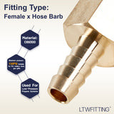 LTWFITTING Lead Free Brass Fitting Coupler/Adapter 5/16 Inch Hose Barb x 3/8 Inch Female NPT Fuel Gas Water (Pack of 5)