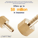 LTWFITTING Lead Free Brass Fitting Coupler/Adapter 5/16 Inch Hose Barb x 3/8 Inch Female NPT Fuel Gas Water (Pack of 25)