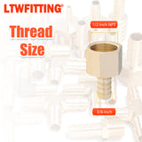 LTWFITTING Assortment Kit Hose ID (1/4" to 3/4") x (1/2", 3/4") NPT Female LF Brass Hose Barb Connector Set (Pack of 20)