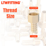 LTWFITTING Assortment Kit Hose ID (1/4" to 3/4") x (1/2", 3/4") NPT Female LF Brass Hose Barb Connector Set (Pack of 20)