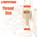 LTWFITTING Assortment Kit Hose ID (1/4" to 1/2") x (1/4", 3/8") NPT Female LF Brass Hose Barb Connector Set (Pack of 30)