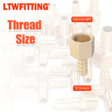 LTWFITTING Assortment Kit Hose ID (1/4" to 1/2") x (1/4", 3/8") NPT Female LF Brass Hose Barb Connector Set (Pack of 30)