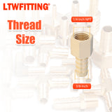 LTWFITTING Assortment Kit Hose ID (1/4" to 1/2") x (1/4", 3/8") NPT Female LF Brass Hose Barb Connector Set (Pack of 30)
