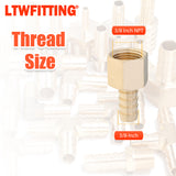 LTWFITTING Assortment Kit Hose ID (1/4" to 1/2") x (1/4", 3/8") NPT Female LF Brass Hose Barb Connector Set (Pack of 30)