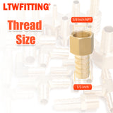 LTWFITTING Assortment Kit Hose ID (1/4" to 1/2") x (1/4", 3/8") NPT Female LF Brass Hose Barb Connector Set (Pack of 30)
