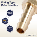 LTWFITTING Lead Free Brass Barbed Fitting Coupler/Connector 1/4 Inch Hose Barb x 1/8 Inch Male NPT Fuel Gas Water (Pack of 25)