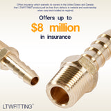 LTWFITTING Lead Free Brass Barbed Fitting Coupler/Connector 1/4 Inch Hose Barb x 1/8 Inch Male NPT Fuel Gas Water (Pack of 25)