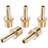 LTWFITTING Lead Free Brass Barbed Fitting Coupler/Connector 1/4 Inch Hose Barb x 1/4 Inch Male NPT Fuel Gas Water (Pack of 5)