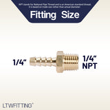 LTWFITTING Lead Free Brass Barbed Fitting Coupler/Connector 1/4 Inch Hose Barb x 1/4 Inch Male NPT Fuel Gas Water (Pack of 700)