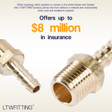 LTWFITTING Lead Free Brass Barbed Fitting Coupler/Connector 1/4 Inch Hose Barb x 1/4 Inch Male NPT Fuel Gas Water (Pack of 5)