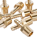 LTWFITTING Lead Free Brass Barbed Fitting Coupler/Connector 1/4 Inch Hose Barb x 1/4 Inch Male NPT Fuel Gas Water (Pack of 25)