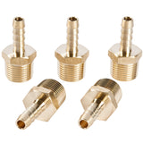 LTWFITTING Lead Free Brass Barbed Fitting Coupler/Connector 1/4 Inch Hose Barb x 3/8 Inch Male NPT Fuel Gas Water (Pack of 5)