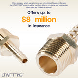 LTWFITTING Lead Free Brass Barbed Fitting Coupler/Connector 1/4 Inch Hose Barb x 3/8 Inch Male NPT Fuel Gas Water (Pack of 5)