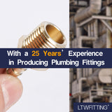 LTWFITTING Lead Free Brass Barbed Fitting Coupler/Connector 1/4 Inch Hose Barb x 3/8 Inch Male NPT Fuel Gas Water (Pack of 5)