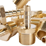 LTWFITTING Lead Free Brass Barbed Fitting Coupler/Connector 1/4 Inch Hose Barb x 3/8 Inch Male NPT Fuel Gas Water (Pack of 500)