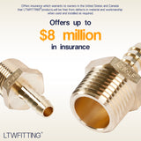 LTWFITTING Lead Free Brass Barbed Fitting Coupler/Connector 5/16 Inch Hose Barb x 1/2 Inch Male NPT Fuel Gas Water (Pack of 5)
